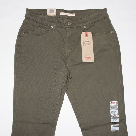 LEVI'S CLASSIC ARMY GREEN MIDRISE SKINNY JEANS - Picture 3 of 6